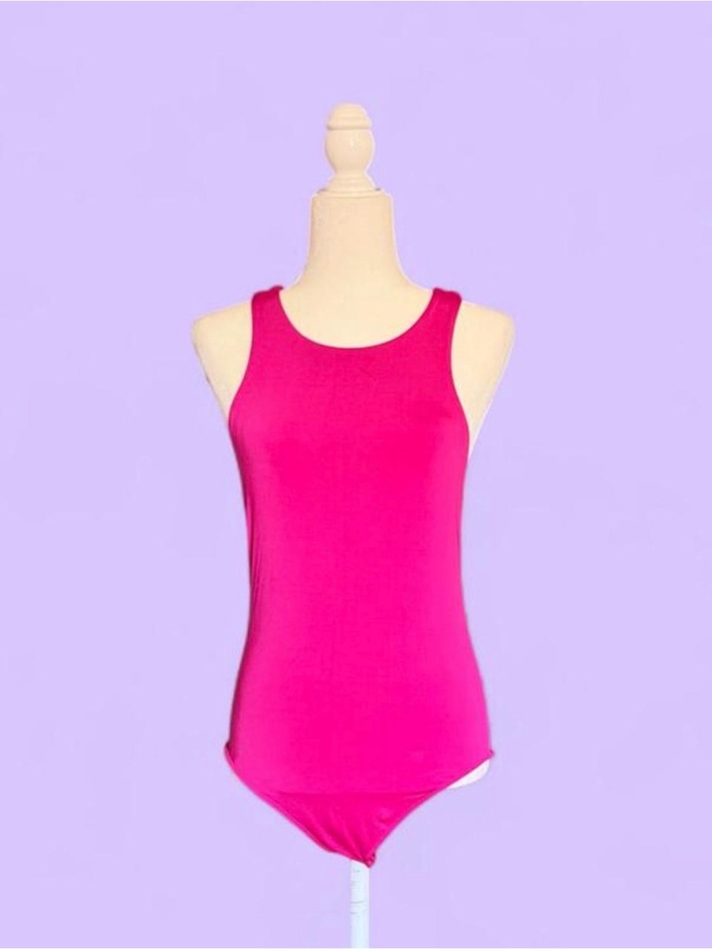 Express Body Contour Neon Pink Tank Bodysuit in Size M - 80s aerobics vibe